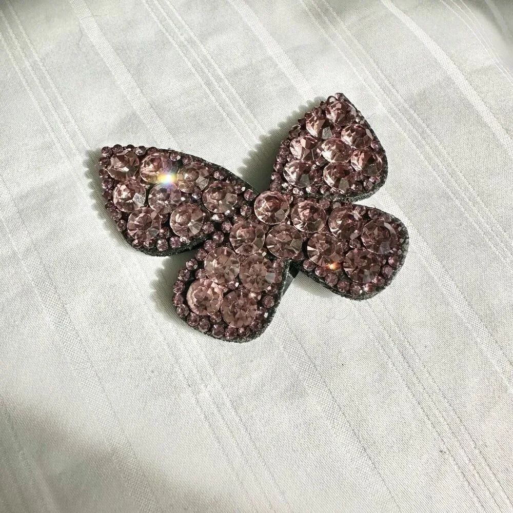 Rose gold super sparkly hair clip butterfly